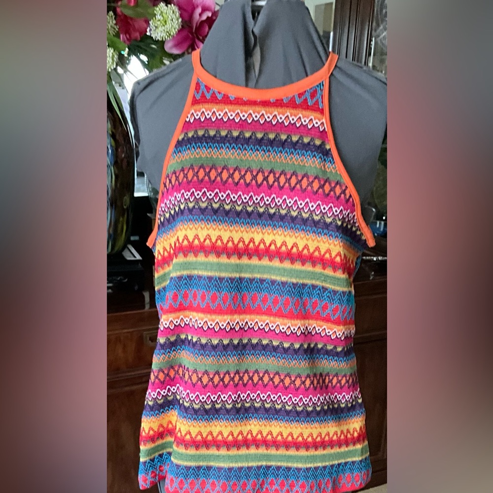 Colorful Striped Knit Halter Top - Multicolor